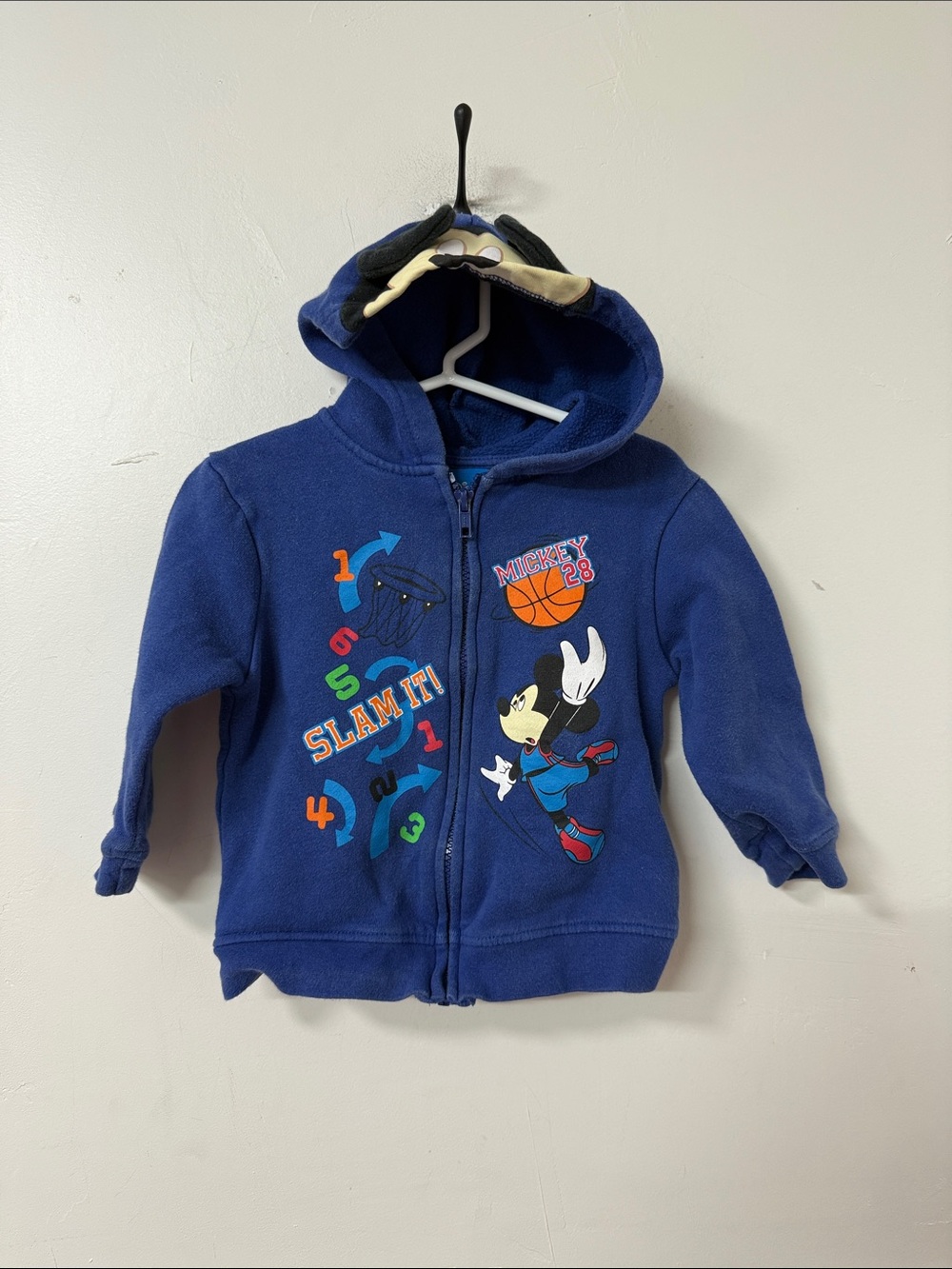 Disney Blue Mickey Basketball Zip-Up Hoodie